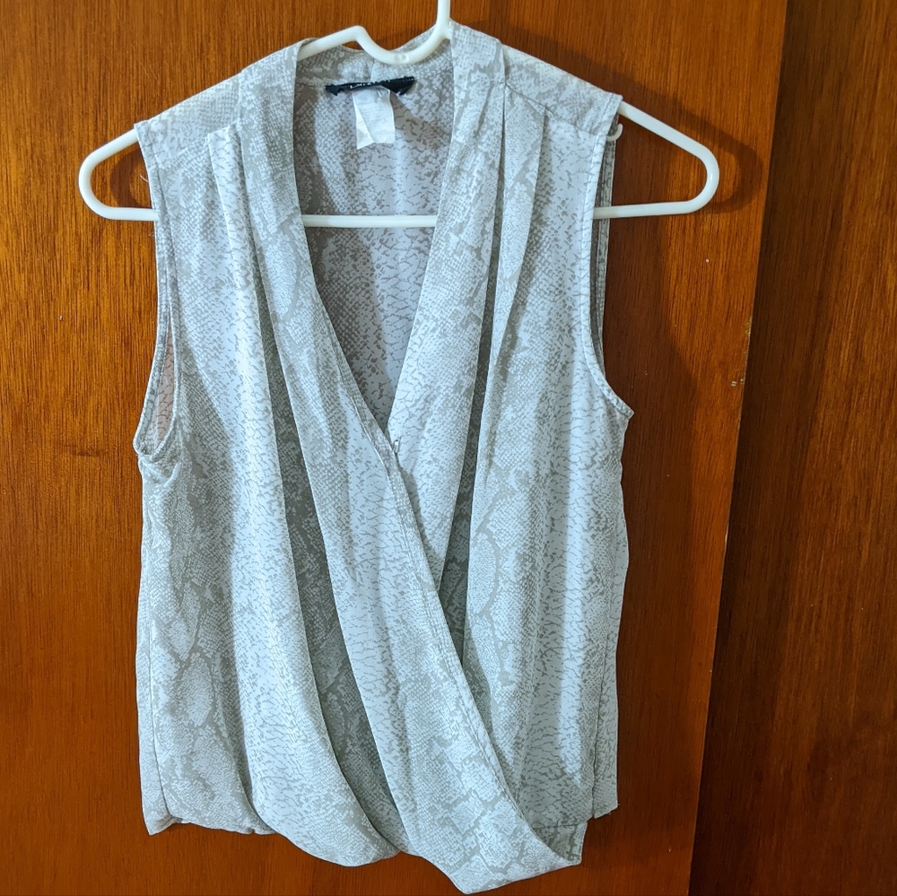 Snake print V neck wrap top